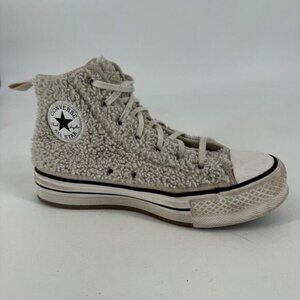 Converse shoes womens 5.5 cream sherpa high top chuck taylor fall winter